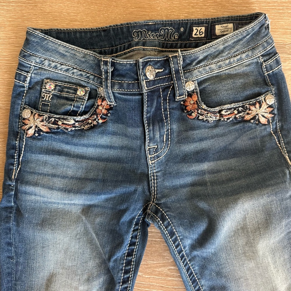 miss me floral straight leg jeans like new condition